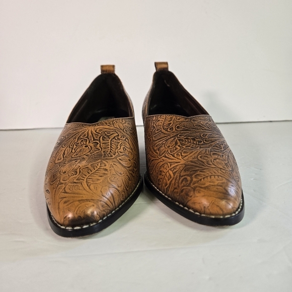 Vintage Coup D'etat LTD Floral Embossed Leather Western Heels Size 9 - Picture 4 of 6